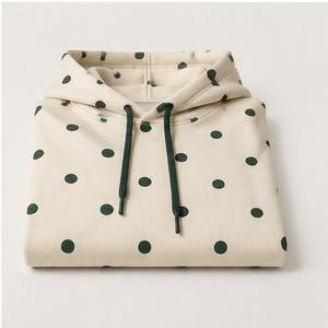Sweat à capuche surdimensionné pour femme Off White personnalisable, coupe longue, à pois décalés, en coton bouclé French Terry WPHOOD-0006 - Product Image 4