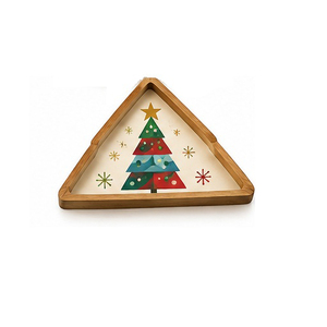 ถาดเสิร์ฟไม้ลายลูกกวาดคริสต์มาสเคลือบเงาพร้อมหูจับสำหรับใช้ในบ้าน - Product Image 6
