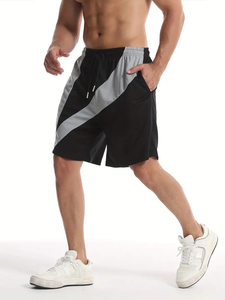 Shorts de bain pour hommes à motif géométrique, taille mi-haute, cordon de serrage, séchage rapide, style sportif, noir, gris, blanc - Product Image 2