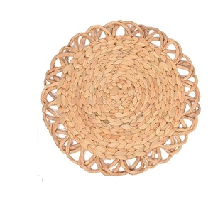 Napperon en osier de jacinthe d'eau florale Boho tapis de paille tissé naturel pour les fêtes de mariage nouvel an et noël - Product Image 1