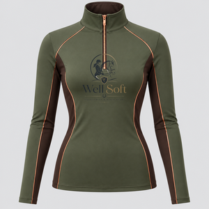 Camisetas de equitación con tejidos de secado rápido, costuras cómodas y ajuste deportivo para jinetes activos. - Product Image 1