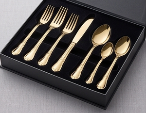 Elegant Gold Plated Flatware Set With Mirror Polish <b>Knife</b> <b>Fork</b> Spoon Dishwasher Safe Metal Cutlery For Wedding - Product Image 6