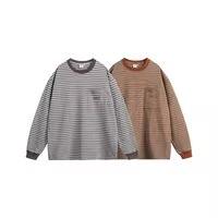 Suéter de Punto con Cuello Redondo, Decoración de Bolsillo con Rayas de Color en Contraste, Bordado, 95% Algodón, Ecológico, Transpirable, Antipilling, Otoño - Product Image 4