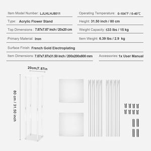 2 Pezzi Colonna Vaso in Acrilico Alta 80 cm, Centrotavola Geometrico, Supporti per Esposizione Floreale, Decorazioni per Tavoli da Matrimonio e Decorazioni da Tavola - Product Image 3
