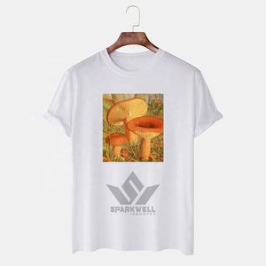 Men's Black Short Sleeve O-Neck <b>T</b>-<b>Shirt</b> With <b>Mushroom</b> Photo Print Casual Jersey Fit Digital Printed Design - Product Image 2