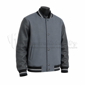 Chaqueta Varsity de Cuero PU para Hombre, Color Sólido, Cuello Camisero, Corte Regular, Estilo Casual Otoñal, Cierre de Botones de Una Sola Fila - Product Image 3