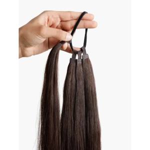 Vente en gros d'extensions de cheveux Remy brun naturel avec cuticules alignées 100% lisse longue durée meilleure qualité queue de cheval avec 3 couches - Product Image 1