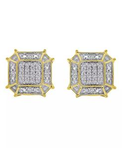 Diamant pour hommes (1/6 ct.t.w.) Boucles d'oreilles en or jaune 10K | Macy's - Product Image 2