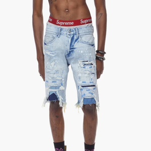 New Arrival Breathable Lightweight Denim Shorts for <b>Men</b> Vintage Medium Wash Relaxed Fit for Streetwear and Summer Fashion - Product Image 3