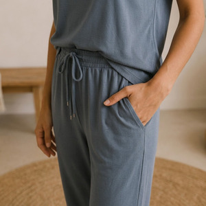 Conjunto de Pijama de Tencel para Mujer, Transpirable, 95% Tencel, 5% Elastano, Tejido de Punto, Ropa de Dormir y para Estar en Casa, Conjunto de Pijama Informal de Verano para Mujer - Product Image 6