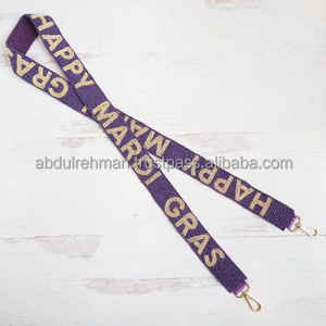 Sangle perlée de baseball et de football professionnel classique personnalisé pour sac à main et sac de sororité avec crochets détachables - Product Image 5