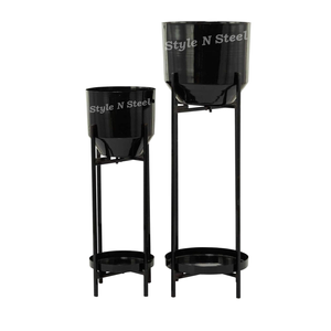 Luxury Black Planter Stand Iron Powder Coated Durable Multi-Purpose Modern Classic Outdoor & Indoor Floor Planter with Drainage - Product Image 1