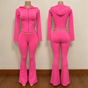 Conjunto Deportivo Informal Personalizado para Mujer, Chaqueta con Cremallera, Pantalones Acampanados, Leggings Ajustados, Conjunto de Dos Piezas de Secado Rápido para Entrenamiento - Product Image 5