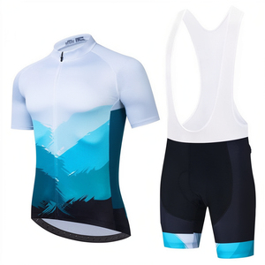 ชุดเสื้อปั่นจักรยานผู้ชาย AL SWANS แขนสั้น สีขาว-น้ำเงิน ลายภูเขา กางเกงขาสั้นสีดำ ระบายอากาศ แห้งเร็ว ยืดได้สี่ทิศทาง - Product Image 4