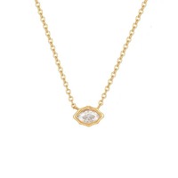 Collier minimaliste pour femme avec lettre en cristal, chaîne serpent en acier inoxydable plaqué or, sertissage griffe - Cadeau écologique pour