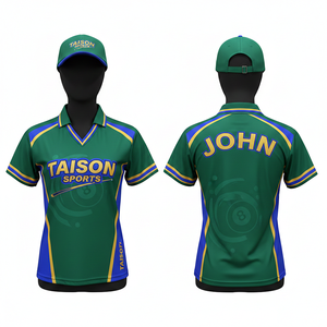 Jersey de Snooker para Mujer, 180 GSM, Tejido de Poliéster Transpirable de Alto Rendimiento, Diseño de Paneles en Verde, Azul y Amarillo, Sublimación Personalizada - Product Image 1