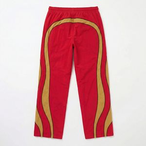 Pantalones Deportivos Rojos con Detalles en Mostaza, Venta al Por Mayor |   Pantalones deportivos casuales de mezcla de algodón |   Proveedor de Ropa Urbana y Boutique OEM - Product Image 2