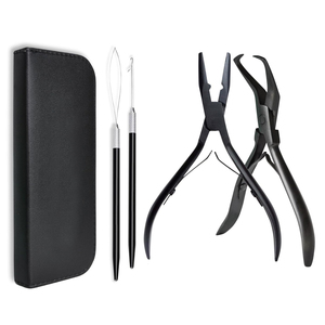 Hair Extension Tools Kit with Small Scissor Beading Pliers hair Extension Installation <b>Hook</b> loop Duckbill <b>Clips</b> Set - Product Image 5