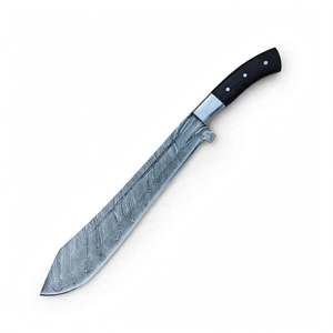 Couteau de boucher artisanal en acier Damas de qualité professionnelle, manche en bois d'ébène noir OEM - Product Image 1