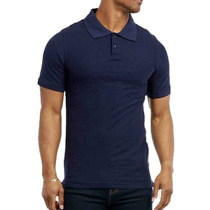 เสื้อโปโลผู้ชายแขนสั้นสีพื้น ผ้าทอ ทรงปกติ สไตล์ลำลอง สีกรมท่า - Product Image 2
