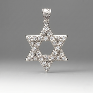 Star Of David Pendant chain 925 <b>Silver</b> Diamond Round Brilliant Cut Prong Setting Religious Judaism Unisex Fine Jewelry - Product Image 5