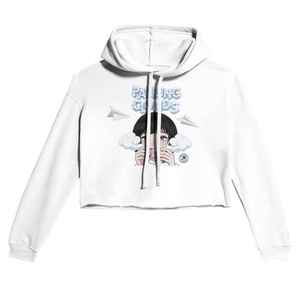 Women's <b>White</b> Cropped Pullover Hoodie <b>Long</b> <b>Sleeve</b> Anime Graphic Print Hooded Sweatshirt Casual <b>Crop</b> <b>Top</b> - Product Image 1
