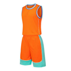 Ensemble de maillot de basket-ball orange unisexe, sans manches, col rond, polyester respirant, vêtements de sport pour toutes les saisons - Product Image 2