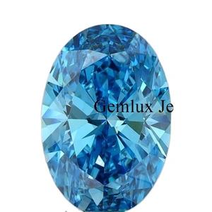 ที่มีคุณภาพสูงได้รับการรับรอง IGI เพชรสีฟ้าสดใส7.5ฟ้า CT สีฟ้าวงรีตัดในห้องปฏิบัติการที่เติบโตขึ้นตัดวงรีเพชรมองเห็นได้ชัดเจนเพชรหลวม - Product Image 1