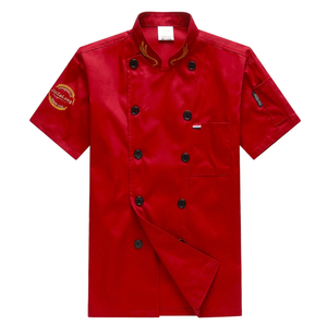 Veste de chef à manches courtes et col pour restaurant, café, boulangerie, serveur, barbier – Uniformes de travail en gros - Product Image 4