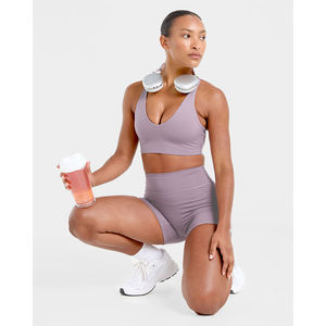 สปอร์ตบราสีม่วงอมม่วงรุ่นใหม่ล่าสุด สายรัดหลังปรับได้ คอวี ทรงกระชับ รองรับแรงกระแทกสูง สำหรับผู้หญิงวัยผู้ใหญ่ ออกกำลังกาย ฟิตเนส - Product Image 5