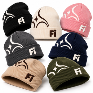 Gorros de Punto Personalizados al por Mayor con Bordado 3D, Unisex, para Invierno, con Puño Plegable, Diseño de Estrellas y Luna, Estilo Urbano, Proveedor de EE. UU. - Product Image 6