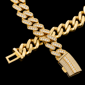 Collar de Cadena Cubana Personalizado en Oro de 14K con Moissanita, Corte Brillante Redondo, Engaste de Diamantes en Canal, Unisex, para Uso Diario - Product Image 2
