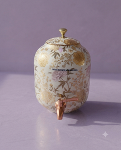 ตู้กดน้ำทำมือพร้อมฝาปิดและก๊อกทองแดงลายดอกไม้สีทอง - Product Image 2