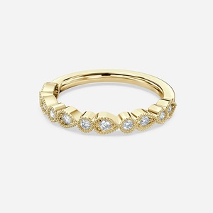 Anillo de Boda de Media Eternidad con Diamantes Cultivados en Laboratorio de 2 Quilates, Corte Marquesa, en Oro Amarillo de 14K, para Mujer, Venta al Por Mayor - Product Image 2
