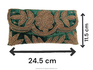 Pochette de soirée portable en velours fait main avec chaîne perlée, sac à main de créateur brodé de luxe pour mariage, mode nuptiale personnalisée - Product Image 2
