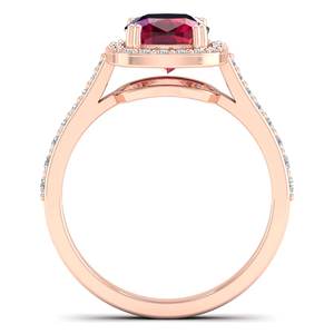 แหวนเพชรรูบี้ทรงคุชชั่น 2 กะรัต ทองคำแท้ 14K งานแฮนด์เมด REYES ประดับด้วยเพชรโมอิสซาไนต์ทรงกลม ได้รับการรับรองจาก GRA สำหรับผู้หญิง - Product Image 4