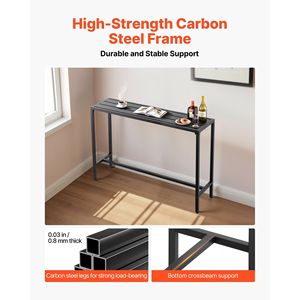 Tavolo da Pranzo Rettangolare da Esterno con Altezza da Bancone 55 x 15, Struttura in Metallo Robusta con Piano Impermeabile, Tavolo da Bar per Patio - Product Image 3