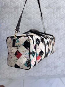 Nueva Llegada, Bolsas de Viaje de Cuero Metálico Auténtico, Diseño a Cuadros, Bolsa Hecha a Mano, Bolsa de Viaje Unisex, Multiusos, Bolsa de Lona de Gran Tamaño - Product Image 2
