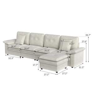 Canapé modulaire 6 places PPL avec ottoman mobile, assise profonde et confortable, canapé nuage pour salon, appartement, bureau - Product Image 3