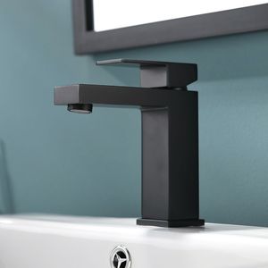 Rubinetto Moderno Monocomando Nero Spazzolato per Lavabo Bagno, Miscelatore Monoforo per Lavandino - Product Image 3