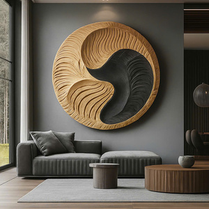 Sculpture murale Art Déco artisanale en bois bio de luxe Luxali – Thème artistique et créatif, écologique, pour l'inauguration de la maison et le salon - Product Image 4