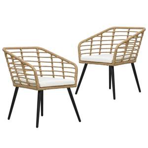 Set di 2 Sedie da Giardino Ergonomiche Medie in Rattan PE e Rovere - Product Image 1
