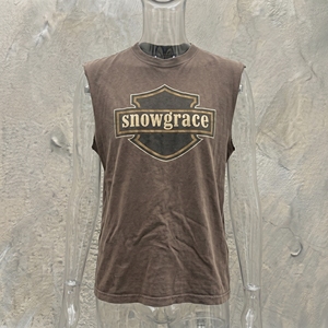 Débardeur en coton sans manches pour homme Snowgrace, col rond, jersey décontracté, logo imprimé sur le devant, coupe classique - Product Image 5