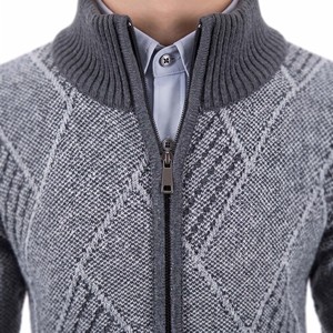 Cardigan zippé pour homme, col mandarin, manches classiques, couleur unie, tricot anti-boulochage, vêtement d'hiver - Product Image 6