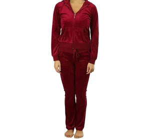 Women <b>Red</b> Hooded Spandex Lightweight Tracksuit Full Length Sleeve Side Pockets Regular Fit Casual Autumn Wear Most Selling - Product Image 3