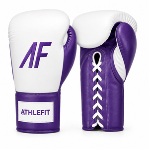 Guantes de Boxeo Personalizados con Bordado en Cuero Vacuno, con Cordones, Equipo Profesional de Entrenamiento de Combate con Protección de Espuma Multicapa - Product Image 1
