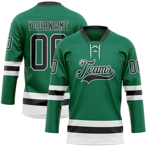 Maillot de hockey personnalisé vert Kelly noir-blanc de qualité supérieure, le plus vendu en gros, directement de l'industrie - Product Image 1