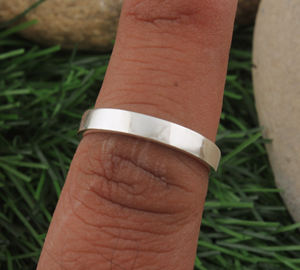 Anillo Sencillo de Plata de Ley 925, Anillo Apilable de Turquesa Hecho a Mano, Anillo Minimalista de Alto Pulido para Boda - Product Image 3
