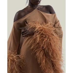 Robe de soirée élégante en coton, col en V, taille basse, longueur cheville, coupe trapèze, couleur unie, respirante et écologique - Product Image 6