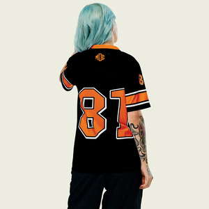 Maillot de football américain unisexe OEM entièrement sublimé en maille polyester, coupe ample, streetwear, numéro personnalisé, manches courtes, vente en gros - Product Image 4